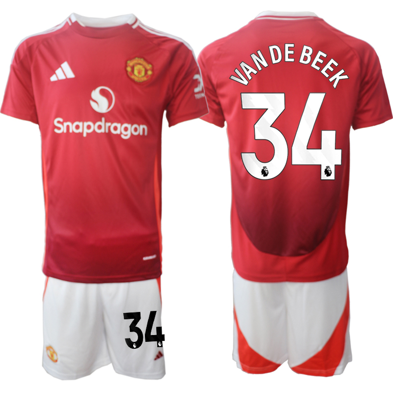 Men 2024-2025 Club Manchester United home Red 34 Soccer Jersey